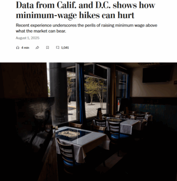 Washington Post: Data from Calif. and D.C. shows how minimum-wage hikes can hurt