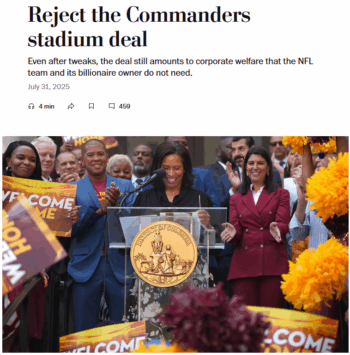 Washington Post: Reject the Commanders stadium deal