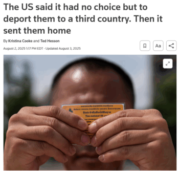 Reuters: The US said it had no choice but to deport them to a third country. Then it sent them home