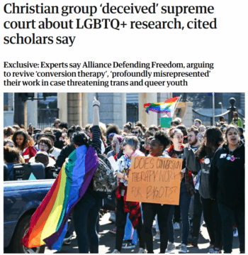 Guardian: Christian group ‘deceived’ supreme court about LGBTQ+ research, cited scholars say