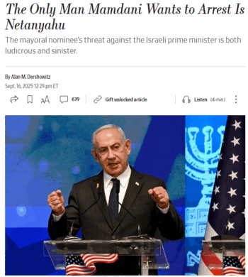 WSJ: The Only Man Mamdani Wants to Arrest Is Netanyahu