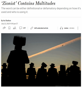 WSJ: ‘Zionist’ Contains Multitudes