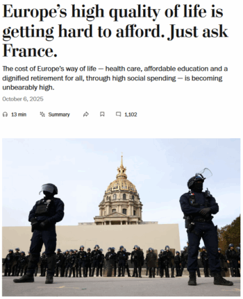 WaPo: Europe’s high quality of life is getting hard to afford. Just ask France.