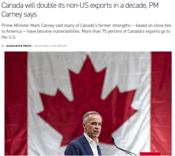 AP: Canada will double its non-US exports in a decade, PM Carney says