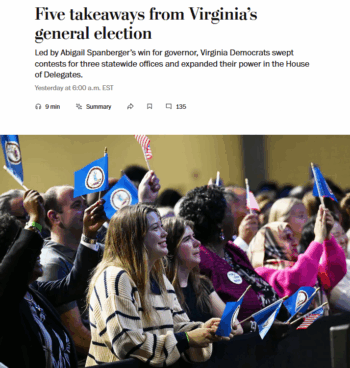 WaPo: Five takeaways from Virginia’s general election