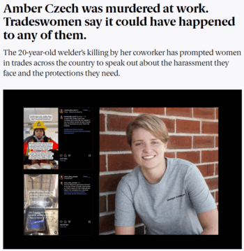 The 19th: Amber Czech was murdered at work. Tradeswomen say it could have happened to any of them. 