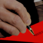 Donald Trump's hand signing his name, from the AAPF report Anti-Blackness Is the Point