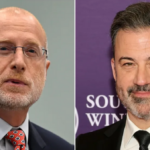 FCC chair Brendan Carr (left) and ABC's Jimmy Kimmel