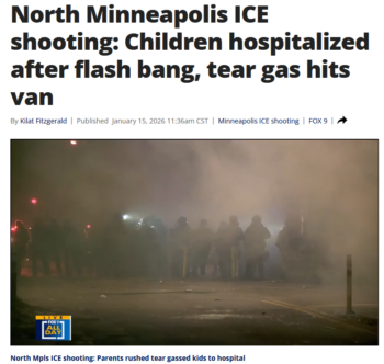 Fox 9: North Minneapolis ICE shooting: Children hospitalized after flash bang, tear gas hits van