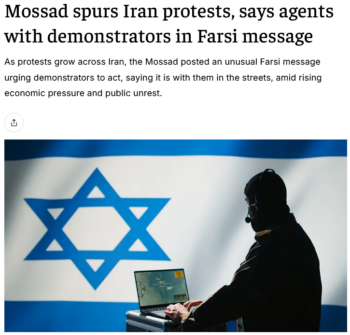 Jerusalem Post: Mossad spurs Iran protests, says agents with demonstrators in Farsi message