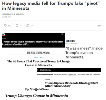 Popular Information: How legacy media fell for Trump’s fake “pivot” in Minnesota