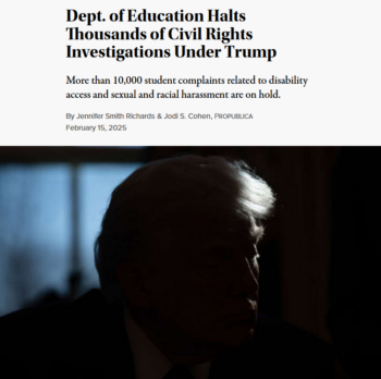 Truthout: Dept. of Education Halts Thousands of Civil Rights Investigations Under Trump