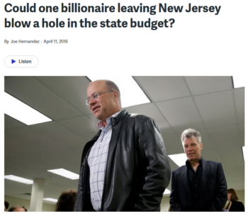 WHYY: Could one billionaire leaving New Jersey blow a hole in the state budget?