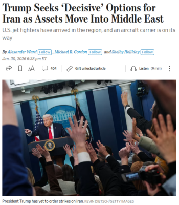 WSJ: Trump Seeks ‘Decisive’ Options for Iran as Assets Move Into Middle East