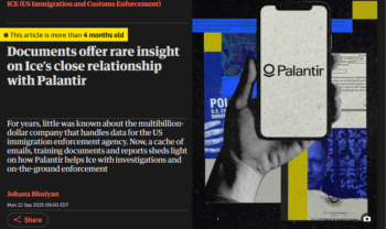 Guardian: Documents offer rare insight on Ice’s close relationship with Palantir 