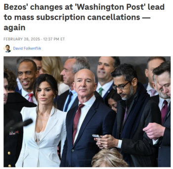 NPR: Bezos' changes at 'Washington Post' lead to mass subscription cancellations — again