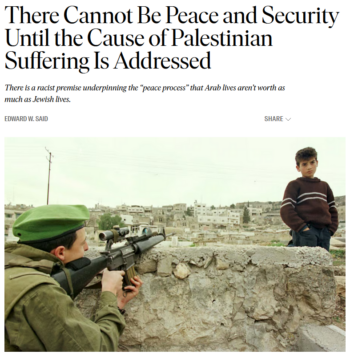 Nation: There Cannot Be Peace and Security Until the Cause of Palestinian Suffering Is Addressed