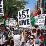 Politico depiction of young pro-Palestinian protesters