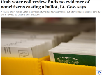Salt Lake Tribune: Utah voter roll review finds no evidence of noncitizens casting a ballot, Lt. Gov. says