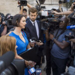 Washington Post depiction of Sarah Ransome, Epstein survivor, talking to journalists