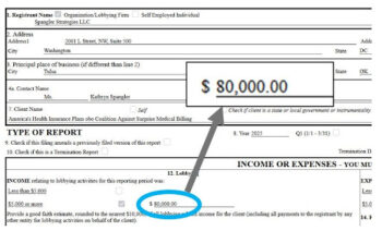 Lobbying disclosure form for AHIP