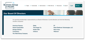 Business Group on Health Board of Directors