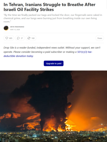 Drop SIte: In Tehran, Iranians Struggle to Breathe After Israeli Oil Facility Strikes