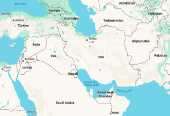 Iran's region, via Google Maps