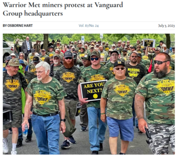 Militant: Warrior Met miners protest at Vanguard Group headquarters