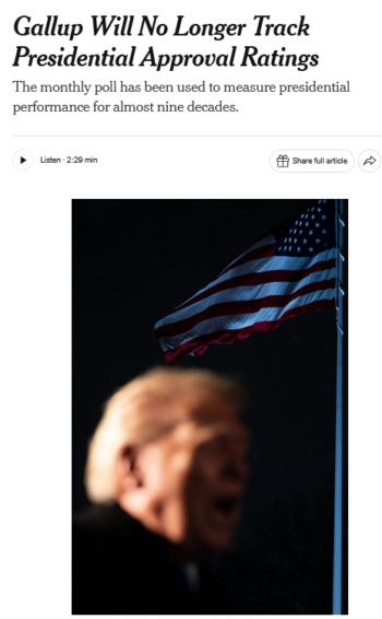 NYT: Gallup Will No Longer Track Presidential Approval Ratings