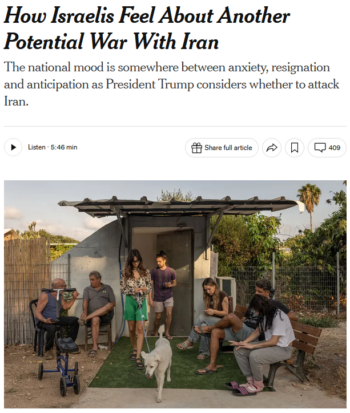 New York Times: How Israelis Feel About Another Potential War With Iran