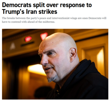 Politico: Democrats split over response to Trump’s Iran strikes