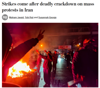 Washington Post: Strikes come after deadly crackdown on mass protests in Iran