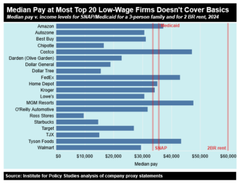 IPS: Median Pay at Most Top 20 Low-Wage Firms Doesn't Cover Basics