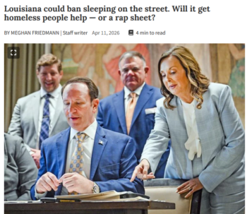NOLA.com: Louisiana could ban sleeping on the street. Will it get homeless people help — or a rap sheet?