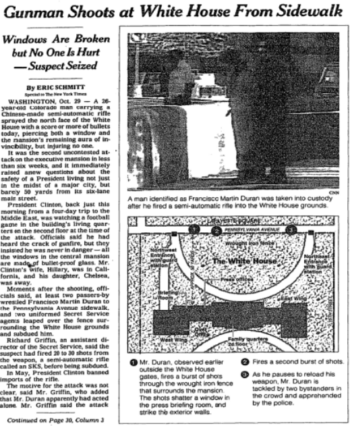 New York Times: Gunman Shoots at White House From Sidewalk
