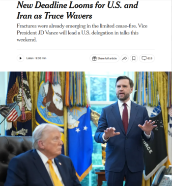 NYT: New Deadline Looms for U.S. and Iran as Truce Wavers