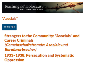 Teaching the Holocaust: Asocials