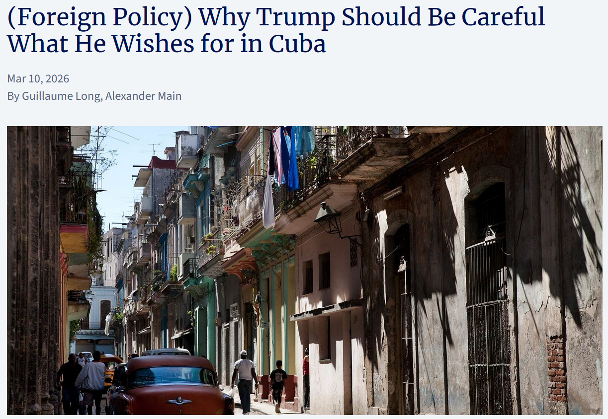 CEPR: Why Trump Should Be Careful What He Wishes for in Cuba