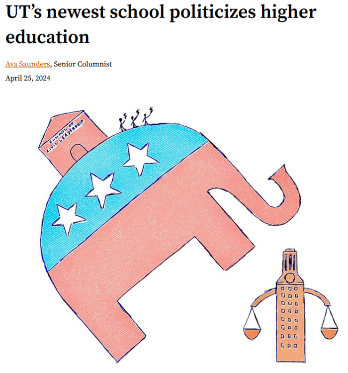 Daily Texan: UT’s newest school politicizes higher education