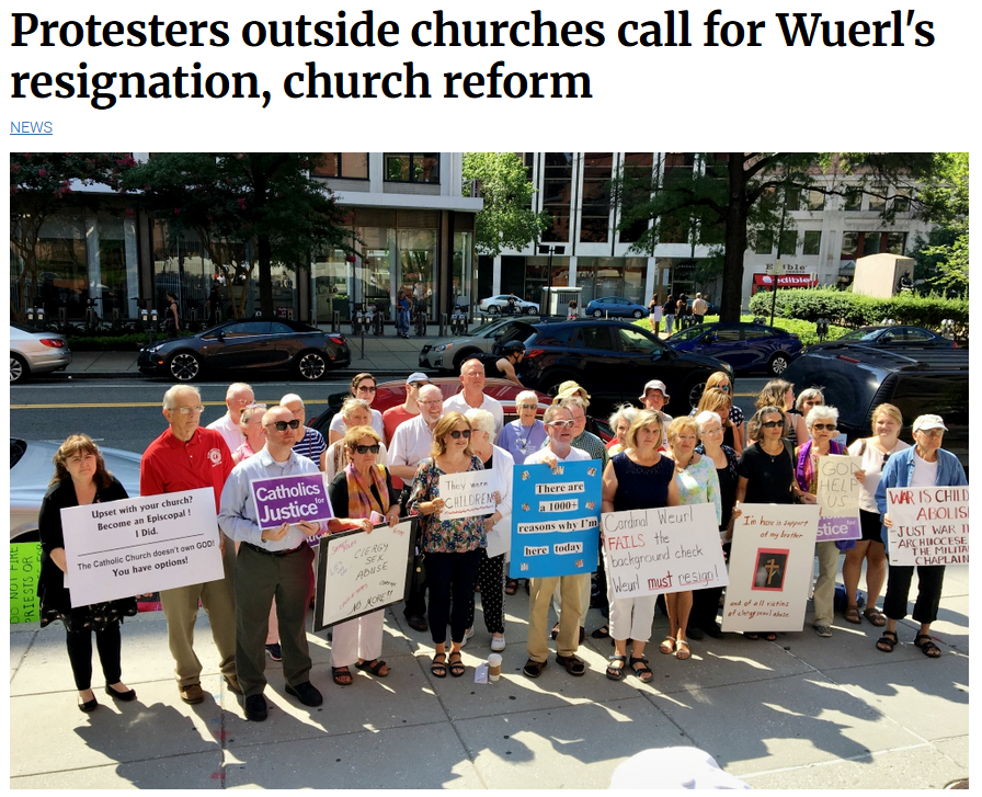 NCR: Protesters outside churches call for Wuerl's resignation, church reform