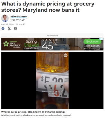 USA Today: What is dynamic pricing at grocery stores? Maryland now bans it