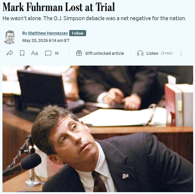 WSJ: Mark Fuhrman Lost at Trial