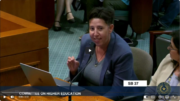 YouTube: Dr. Karma Chavez testimony on SB 37 (House Higher Education Cmte)