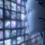 CEPR depiction of an android watching video monitors