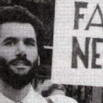 Jeff Cohen protesting for fair news.