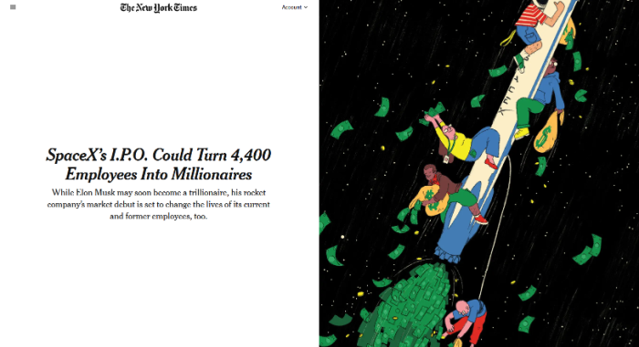 NYT: SpaceX’s I.P.O. Could Turn 4,400 Employees Into Millionaires