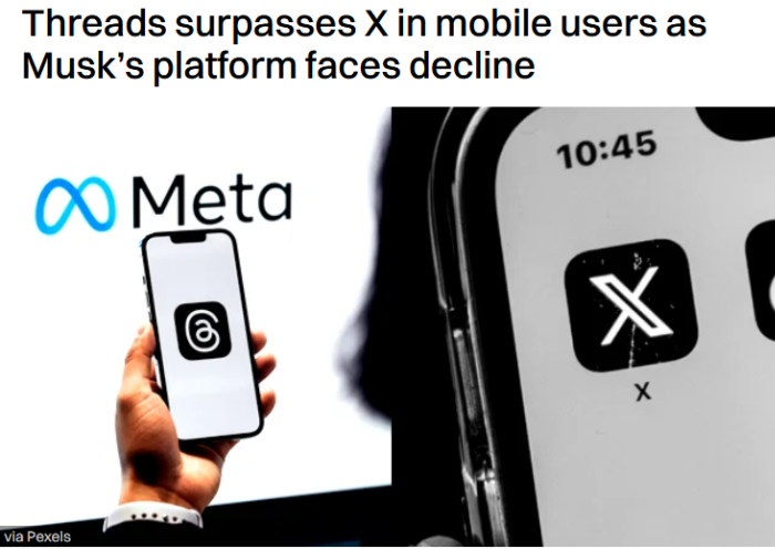 NextShark: Threads surpasses X in mobile users as Musk’s platform faces decline