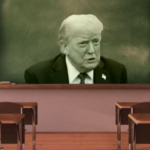 US News depiction of Donald Trump overlooking a classroom
