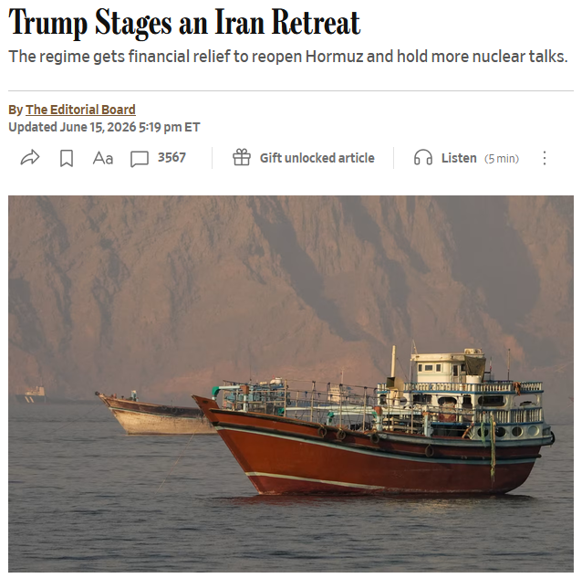 WSJ: Trump Stages an Iran Retreat